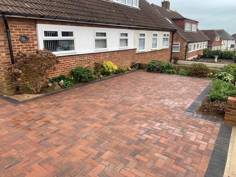 Extended driveway with block paving